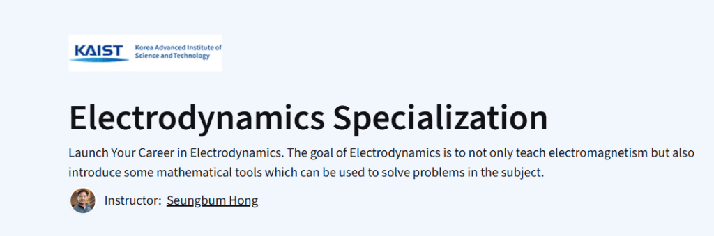 Electrodynamics Specialization