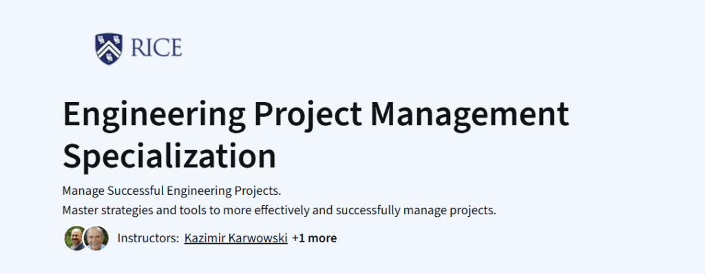 Engineering Project Management Specialization
