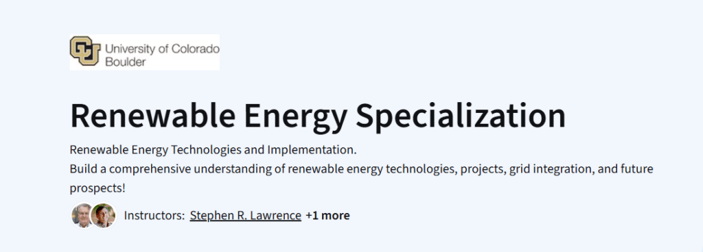 Renewable Energy Specialization