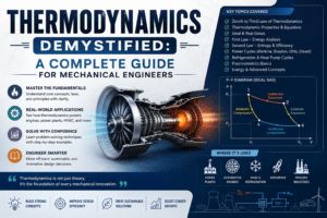 Master thermodynamics laws, heat transfer & energy systems. Complete guide for mechanical engineers. Start your journey today.