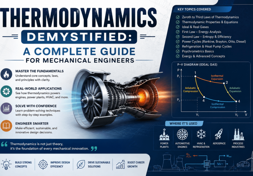 Master thermodynamics laws, heat transfer & energy systems. Complete guide for mechanical engineers. Start your journey today.
