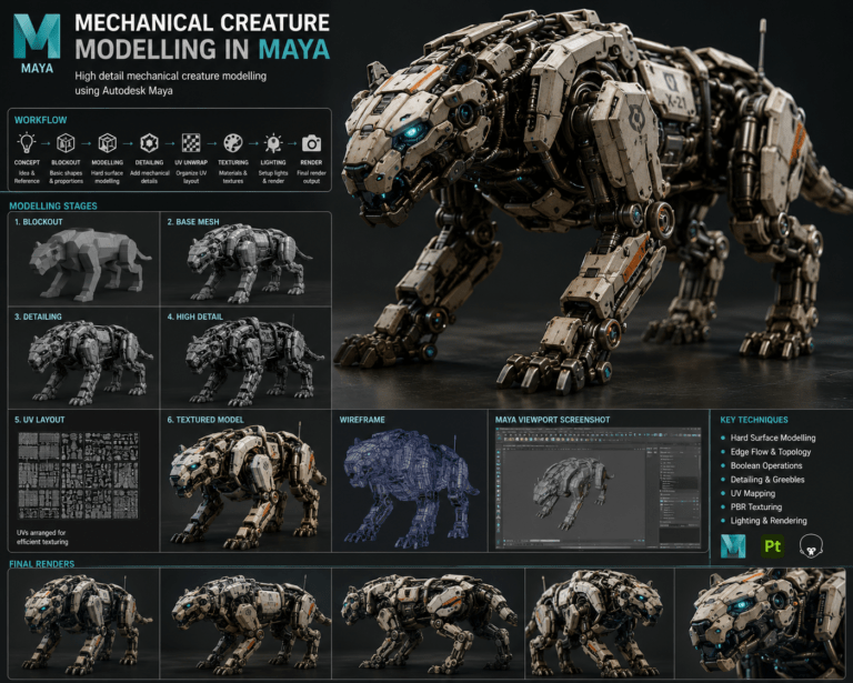 mechanical creature modelling Maya