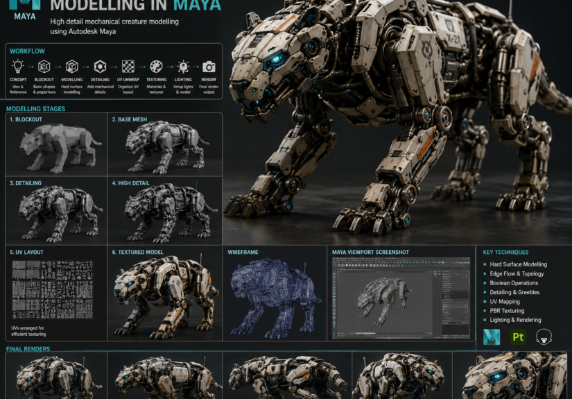 mechanical creature modelling Maya