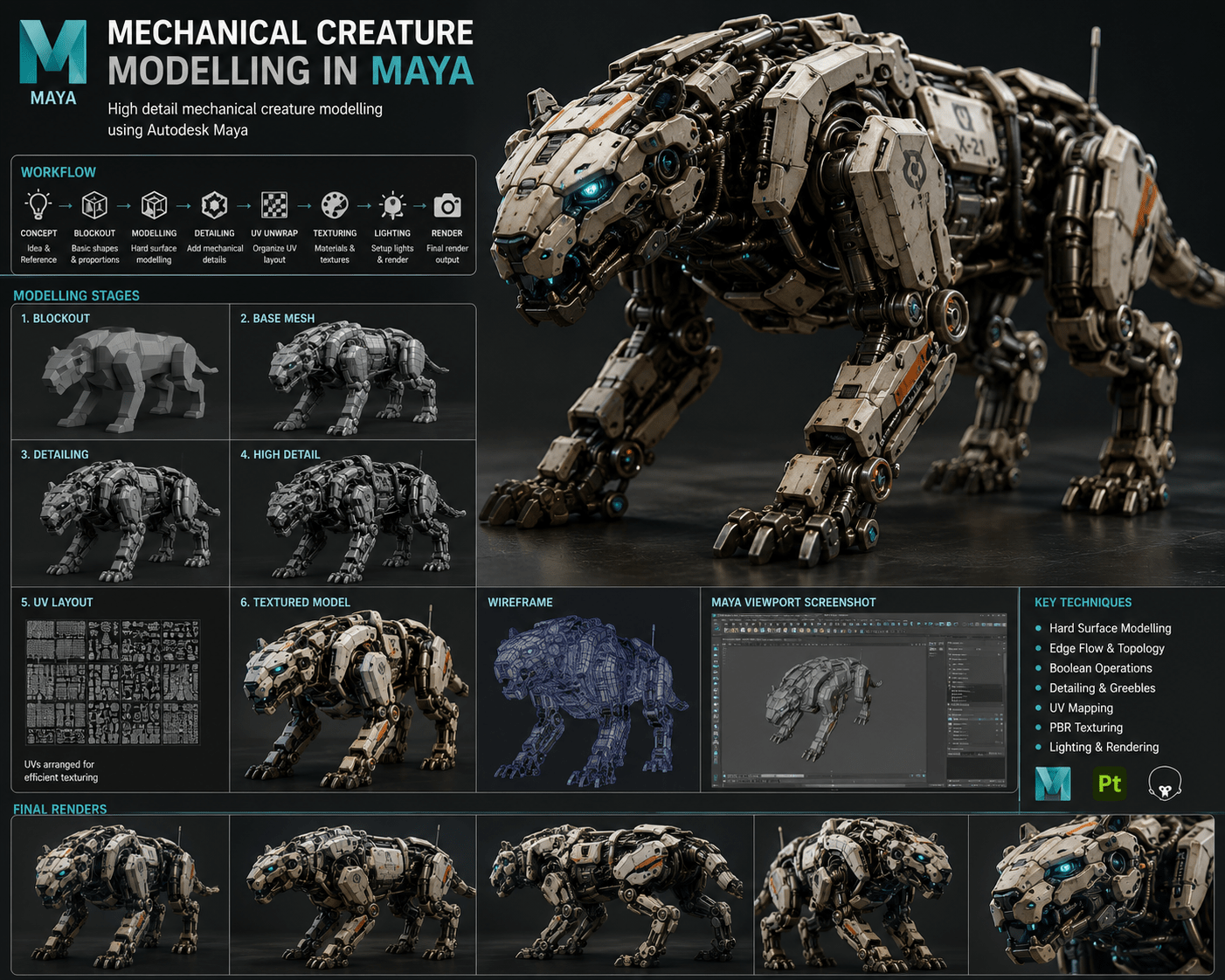 mechanical creature modelling Maya