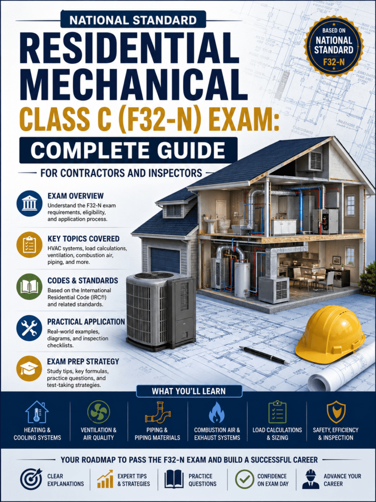 Complete guide to passing the National Standard Residential Mechanical Class C F32-N exam. Exam structure, preparation tips, and recommended course.
