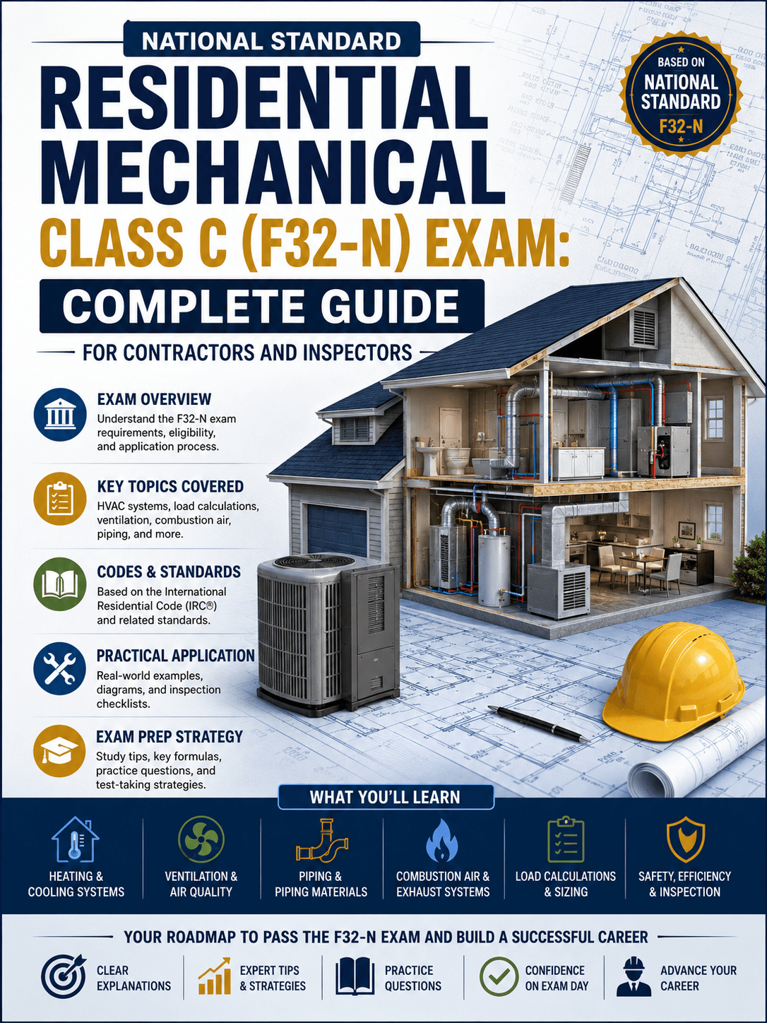 Complete guide to passing the National Standard Residential Mechanical Class C F32-N exam. Exam structure, preparation tips, and recommended course.