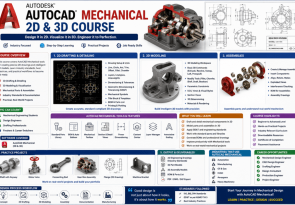 AutoCAD Mechanical 2D and 3D course