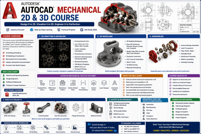 AutoCAD Mechanical 2D and 3D course