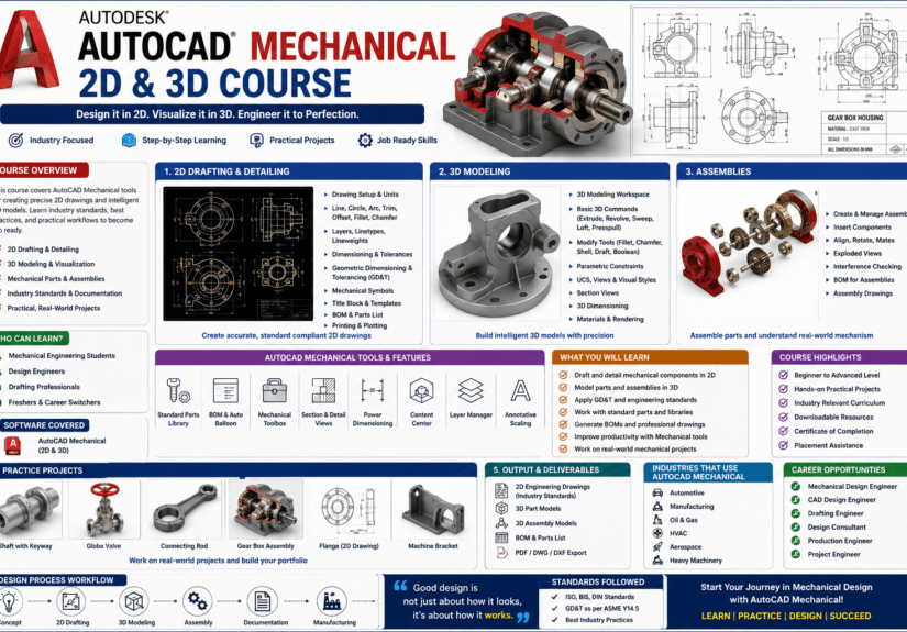 AutoCAD Mechanical 2D and 3D course