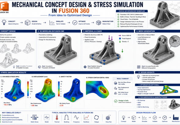mechanical concept design stress simulation Fusion 360