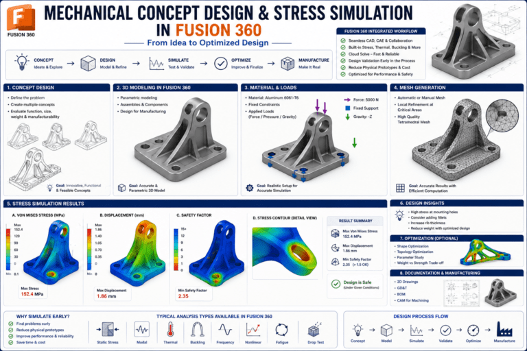 mechanical concept design stress simulation Fusion 360