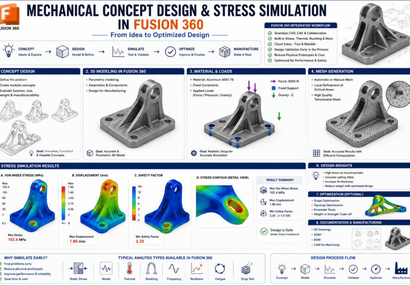 mechanical concept design stress simulation Fusion 360