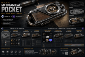 realistic mechanical pocket Cinema 4D After Effects
