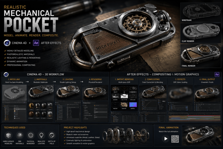 realistic mechanical pocket Cinema 4D After Effects