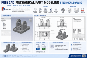 Free CAD mechanical part modeling technical drawing